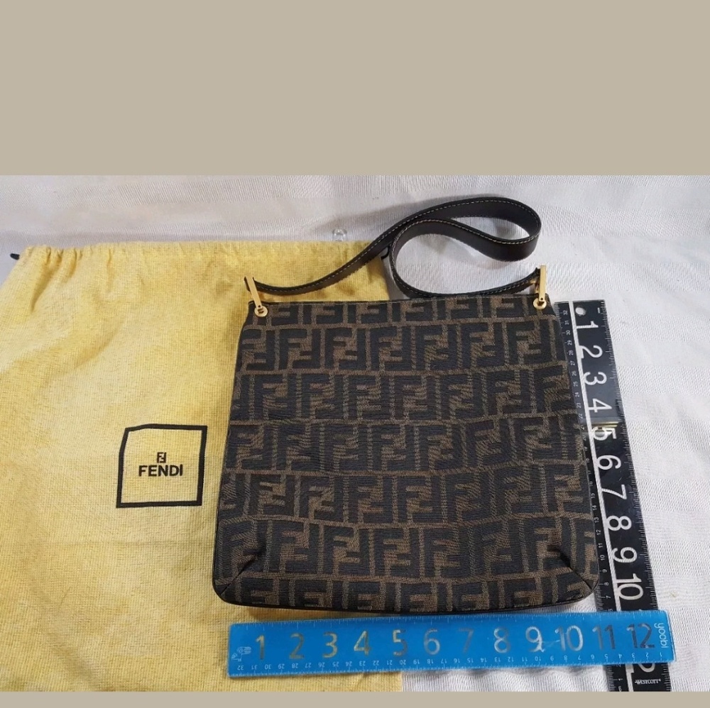 Authentic Fendi Shoulder HandBag Logo Cavas Purse - Picture 6 of 8